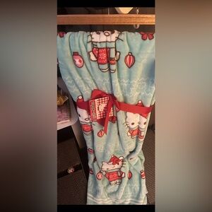 Hello Kitty Blanket Blue Christmas theme